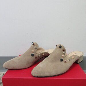 Sacha London Cindi Women Slides Size 7 Taupe Beaded Pointed Toe Low Heels 734